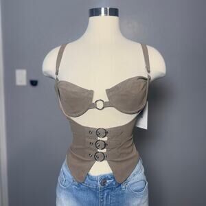Outcast Pipper Top Brown PU, Brown, M